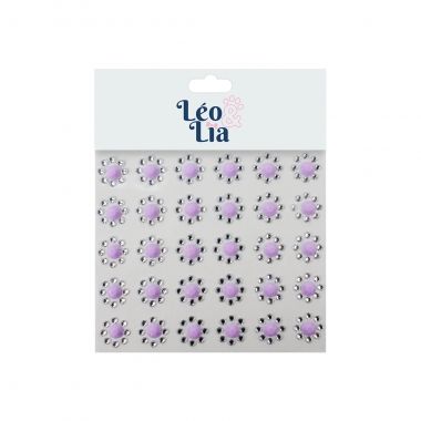 Adesivo Flor Strass Roxo 30 Un	