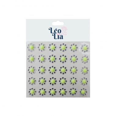 Adesivo Flor Strass Amarelo Neon 30 Un	