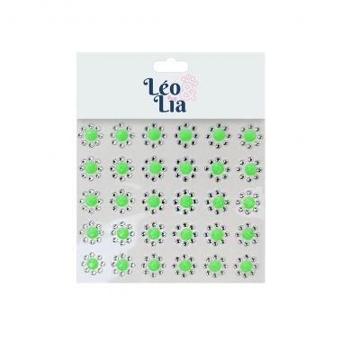 Adesivo Flor Strass Verde 30 Un	
