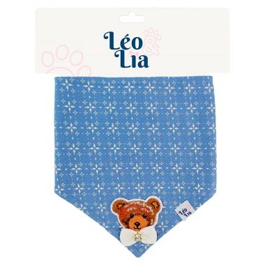 Bandana Luxo Com Bordado Geo Azul