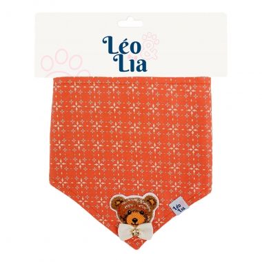 Bandana Luxo Com Bordado Geo Laranja 