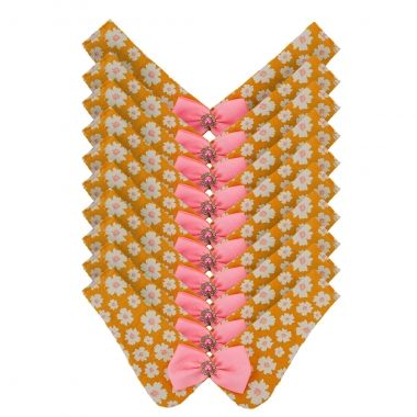 Gola Essencial Redonda Floral Laranja 10 Un