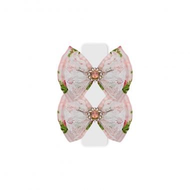 Lao Luxo Tecido Renda Borboleta Floral Rosa com 2 Un