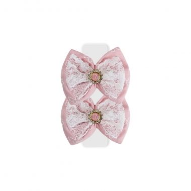 Lao Luxo Tecido Renda Borboleta Rosa com 2 Un